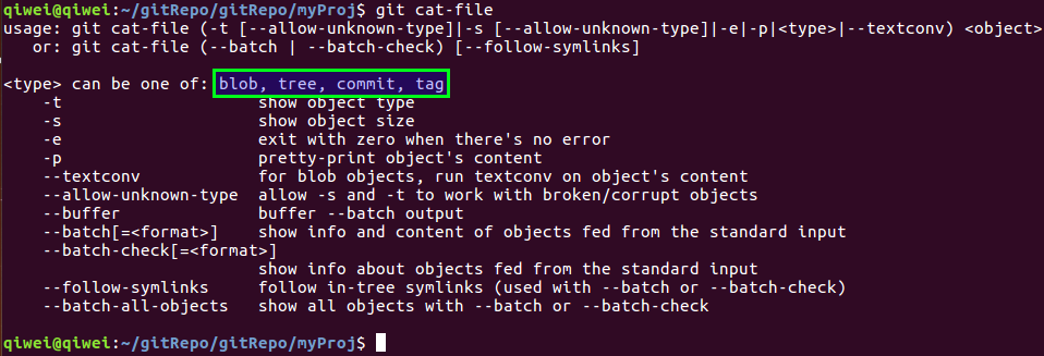 git cat-file可读取git的4种对象