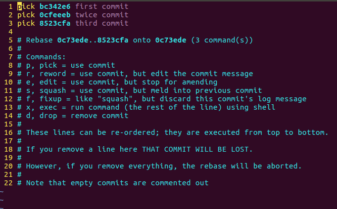 git rebase交互界面