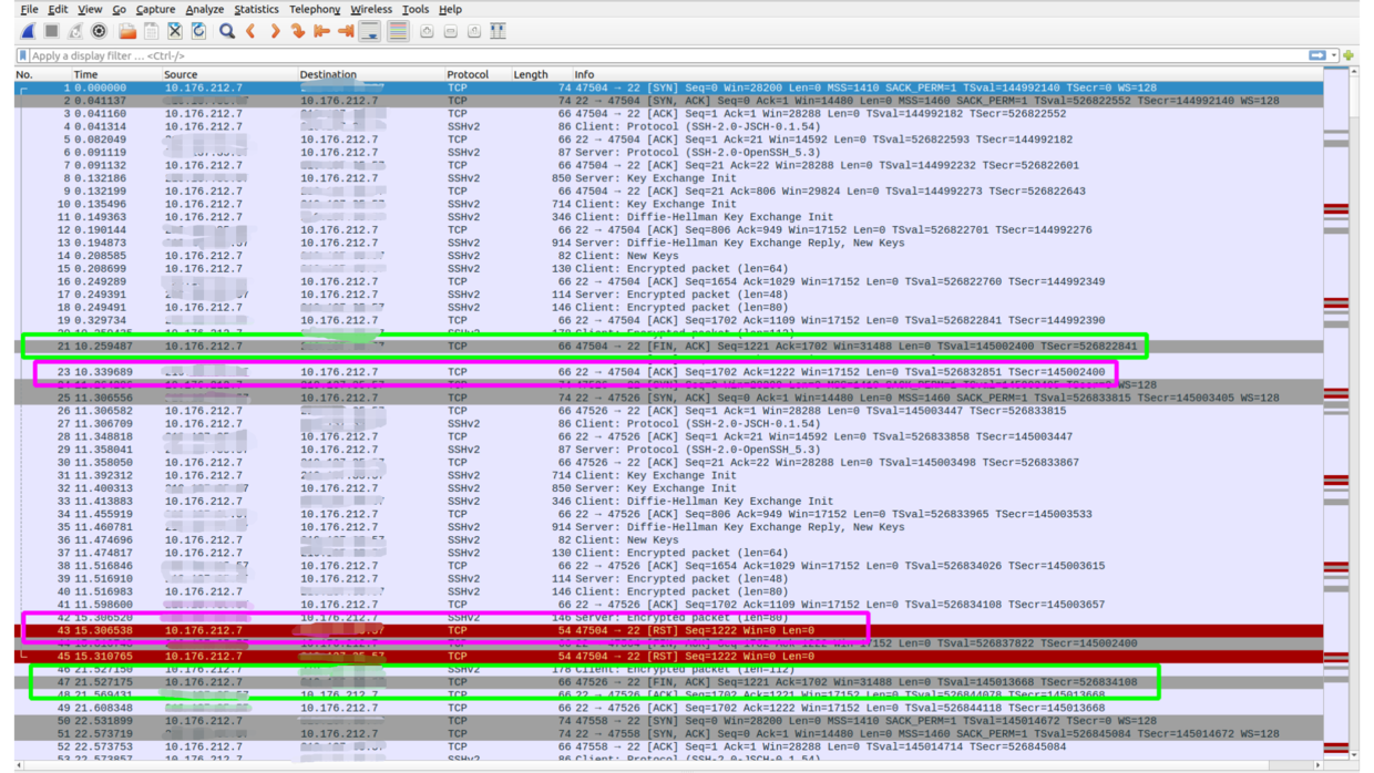 用tcpdump、wireShark分析sftp连接时readtimeout